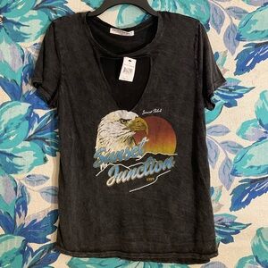NWT Eagle Graphic Biker Moto Grunge Tee Shirt Small